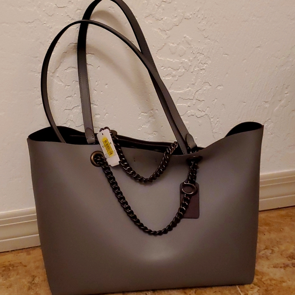 Grey  Leather signature with chain